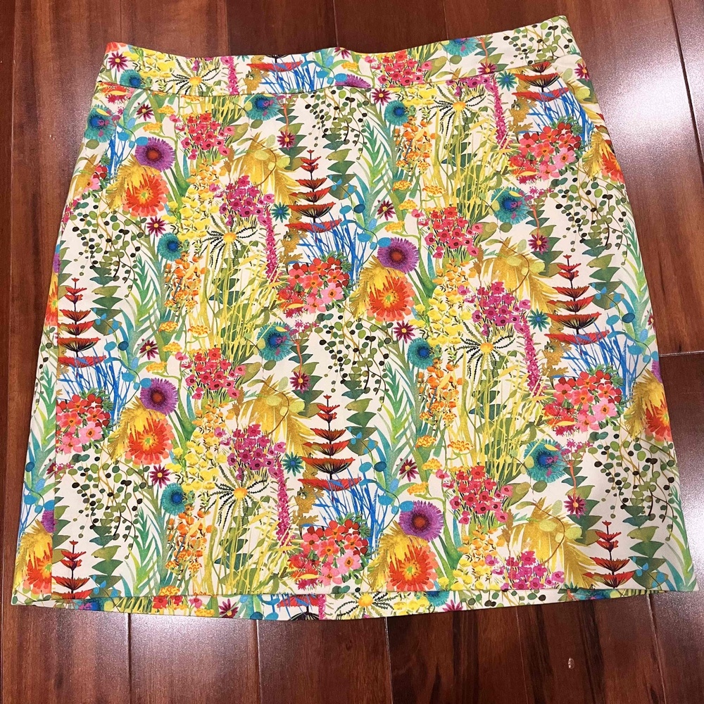 J.Crew Liberty Art Fabric Skirt Yellow Multicolor Floral Pattern Mini Size 0‎